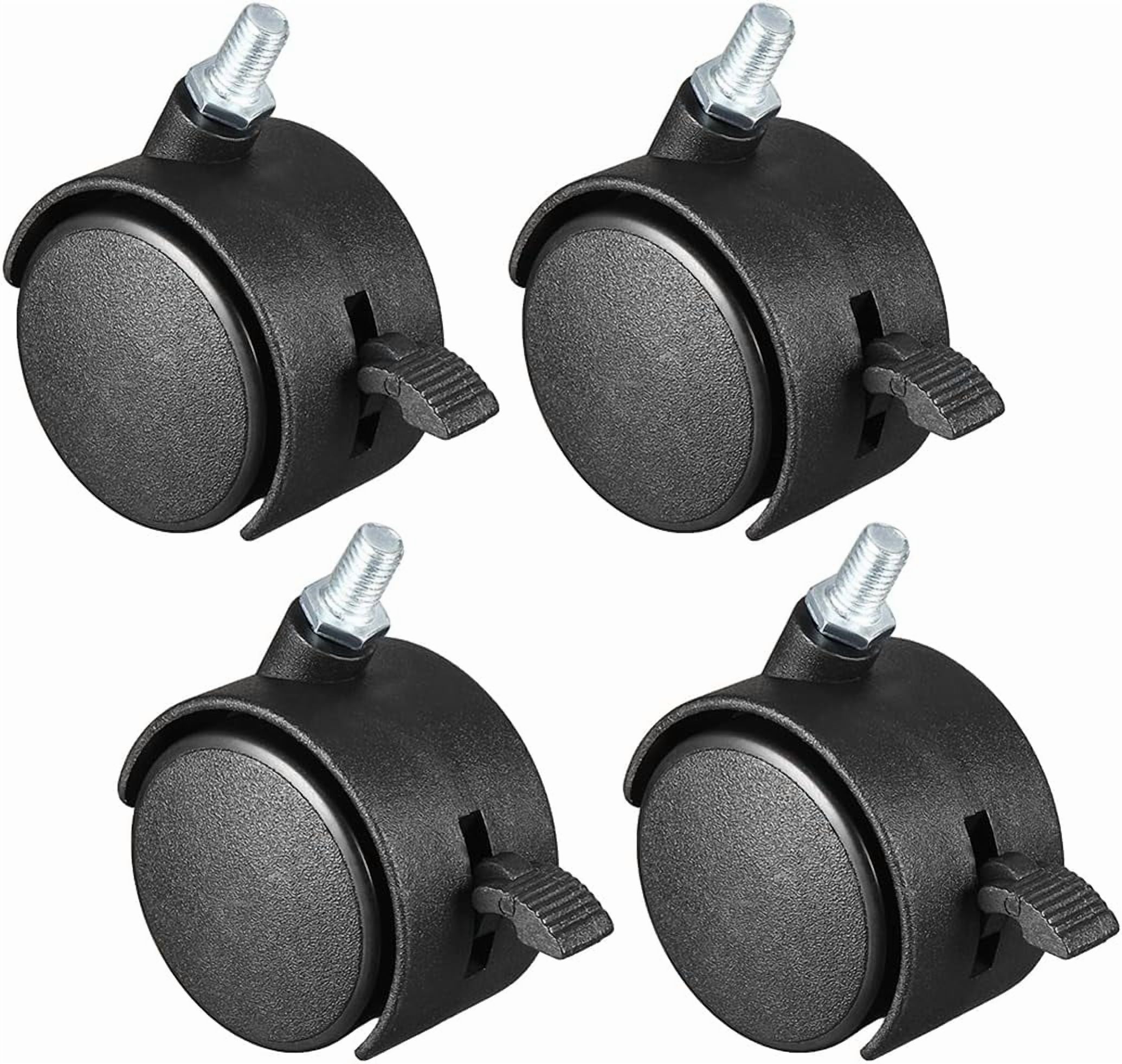 2-inch nylon dual-wheel swivel caster with brake, 10-15 thread rod ...