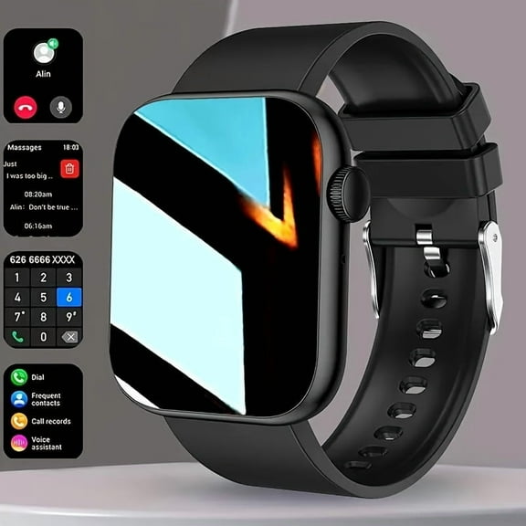 2-inch touchscreen dual-band smartwatch is unisex, supports call function, step counting and calorie tracking, is a multi-functional fitness and sports smart bracelet, and has wireless connection