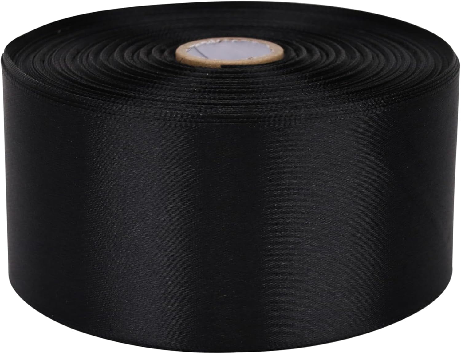 2 inch x 50 Yards Black Single Face Satin Ribbon Solid Fabric Ribbon for Gift Wrapping Floral Bouquets Wedding Birthday Party Decoration Hair Floral Craft Sewing
