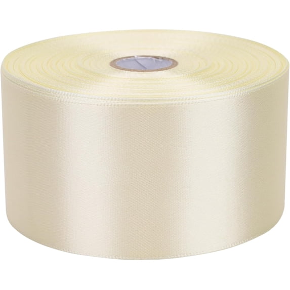 2 inch x 50 Yards Rice White Single Face Satin Ribbon Solid Fabric Ribbon for Gift Wrapping Floral Bouquets Wedding Birthday Party Decoration Hair Floral Craft Sewing