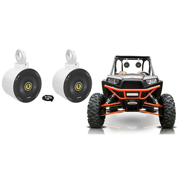 (2) kicker CSC54 5.25" 360 Swivel White Aluminum Tower Speakers For RZR/ATV/UTV