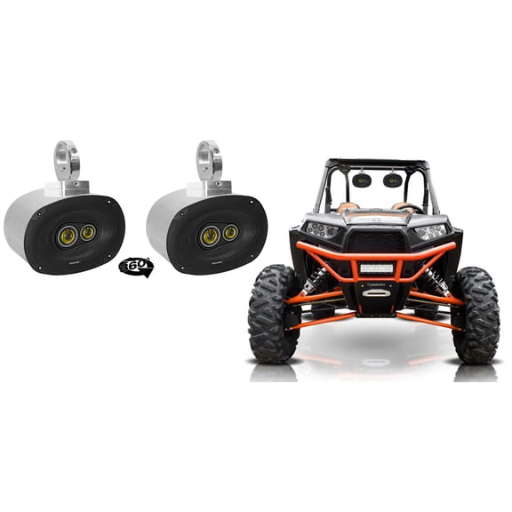 (2) kicker CSC693 6x9" 360 Degree Swivel Chrome Tower Speakers For RZR/ATV/UTV