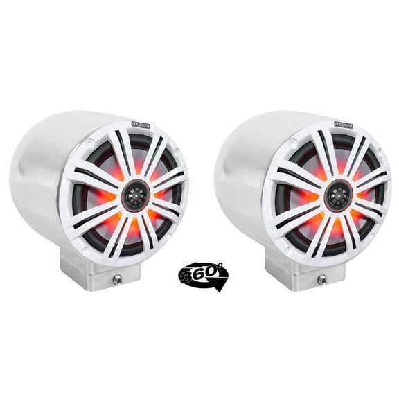 (2) kicker KM8 8" LED 360 Degree Swivel Chrome Surface Mount Boat Speakers