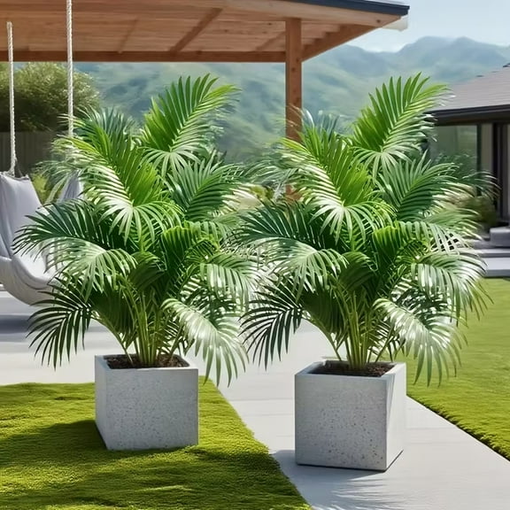 2 large artificial palm trees, high quality plastic indoor/outdoor home, garden, office decor - no potted plants,
