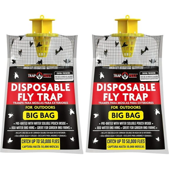 2 large bags of fly traps - outdoor disposable fly trap bags