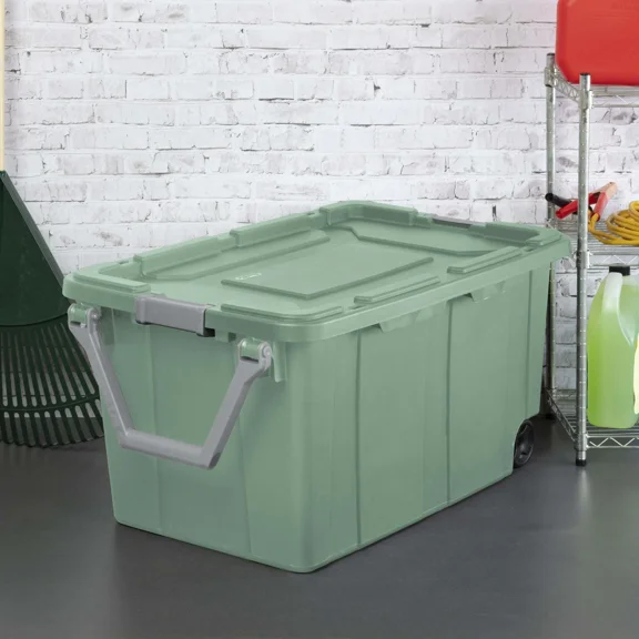 2 large storage boxes, 4 plastic storage boxes with wheels, with handles, large capacity, durable and sturdy, suitable for storage racks, laundry rooms, etc.