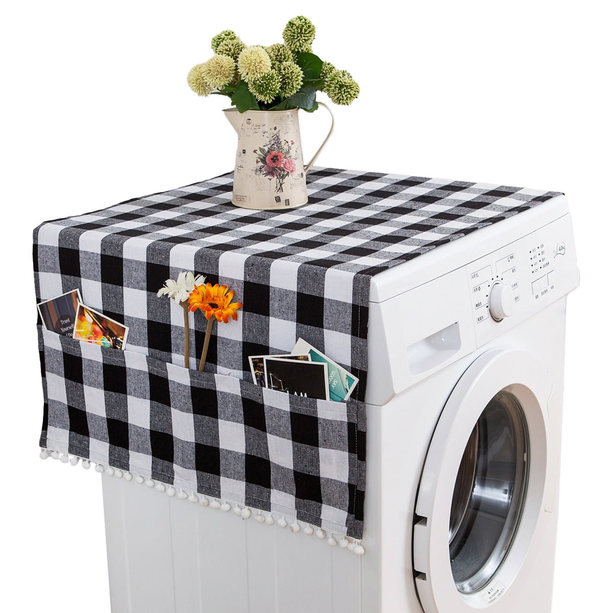 Cartoon Cotton Linen Drum Roller Washing Machine Dust Cover - 83x60x60cm Size - Penguin main image 0
