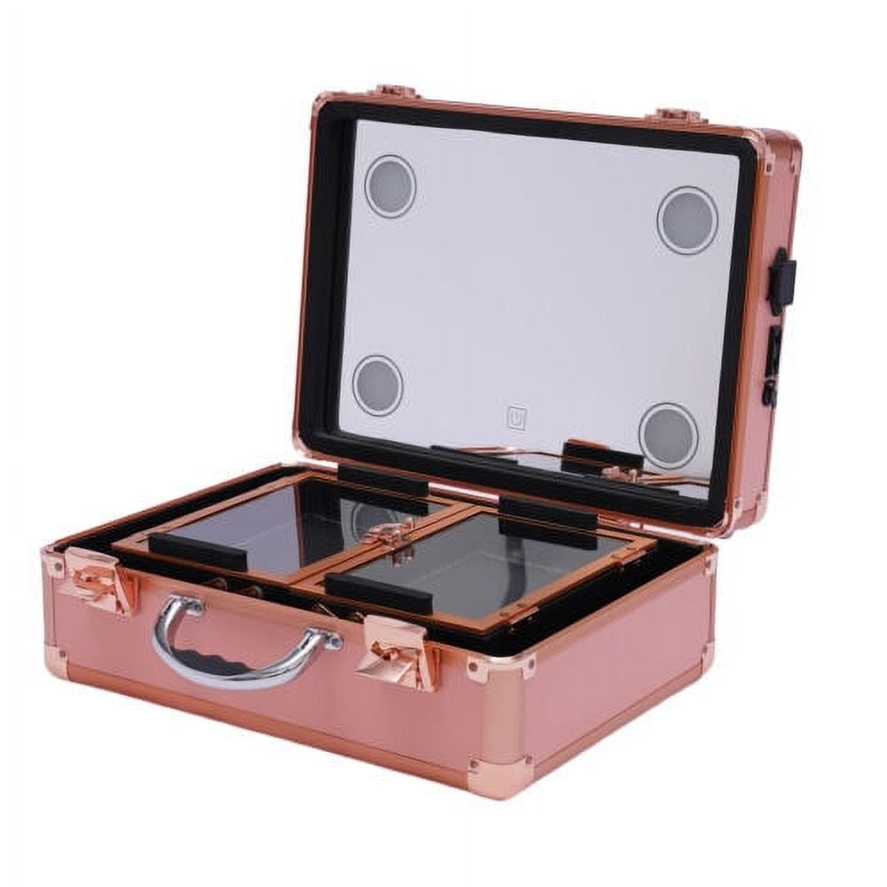 2layer Train Makeup Case with LED Mirror Portable with 2 Locks