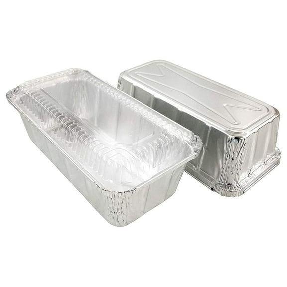 2 lb. Aluminum Loaf/Bread Pan Tins w/Clear Dome Lid (Pack of 25 Sets)