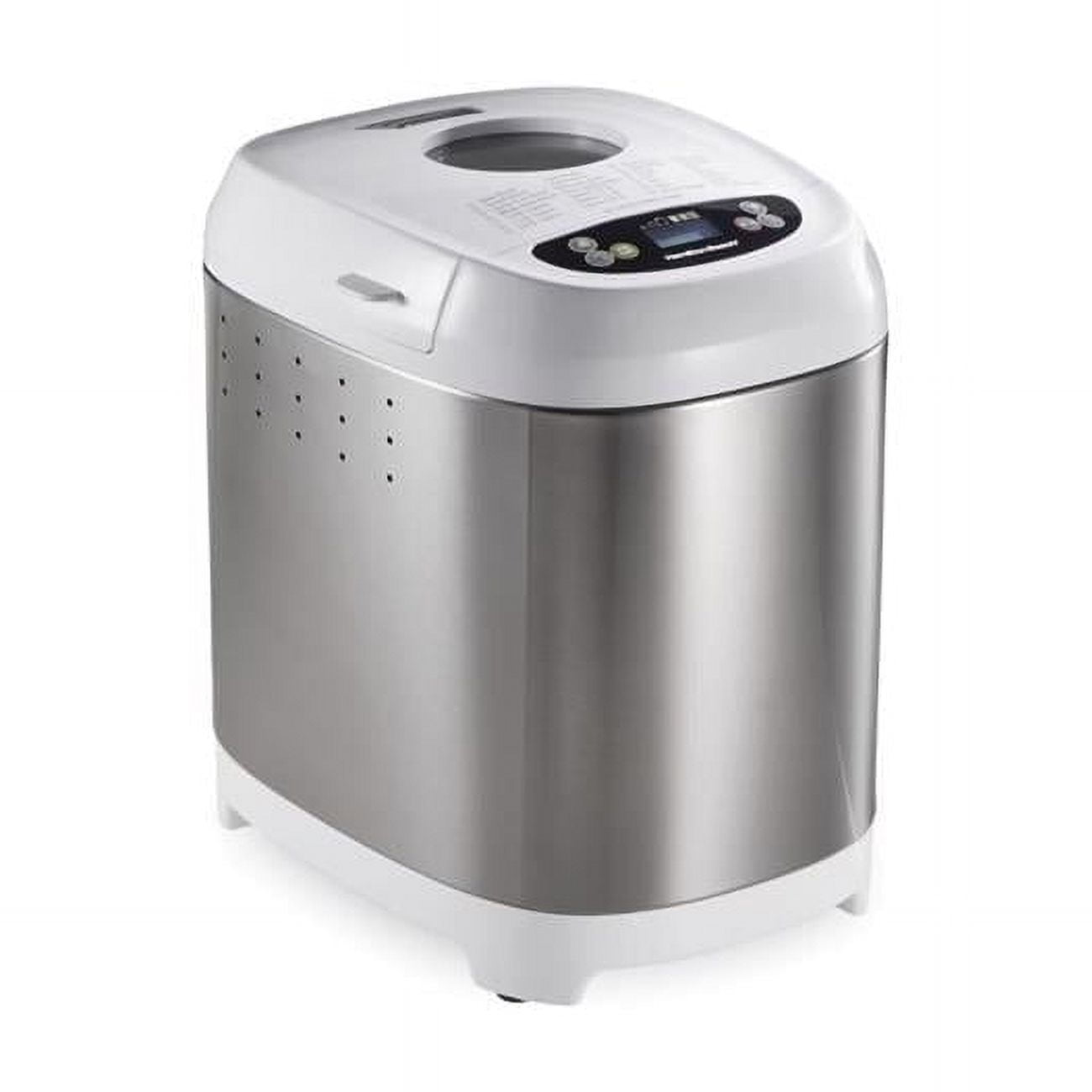 White and Chrome Stainless Steel Artisan Bread Maker with Delayed Start