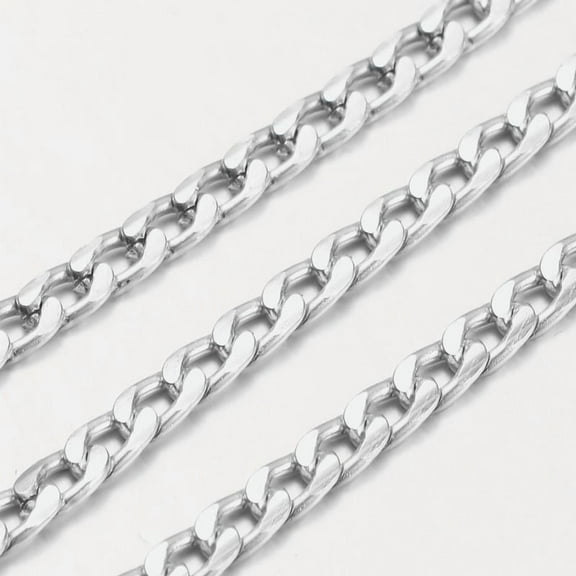 2 m Aluminium Twisted Chains Curb Chains Unwelded Silver 7x4x1.5mm
