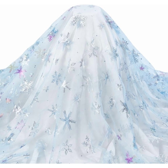 2 m Snowflake Pattern Polyester Lace Fabic for Clothing Accessories Light Blue 1500mm