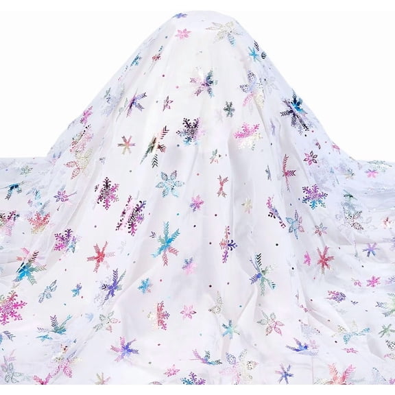 2 m Snowflake Pattern Polyester Lace Fabic for Clothing Accessories White 1500mm