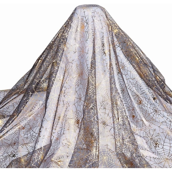 2 m Theme Polyester Mesh Fabric Clothing Accessories Spider Web Pattern Gold 1500mm