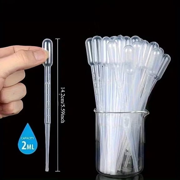 2 mL Clear Dropper Pipette  Precision Liquid Transfer for Labs, Essential Oils, Makeup, Art, Aquariums & DIY Projects
