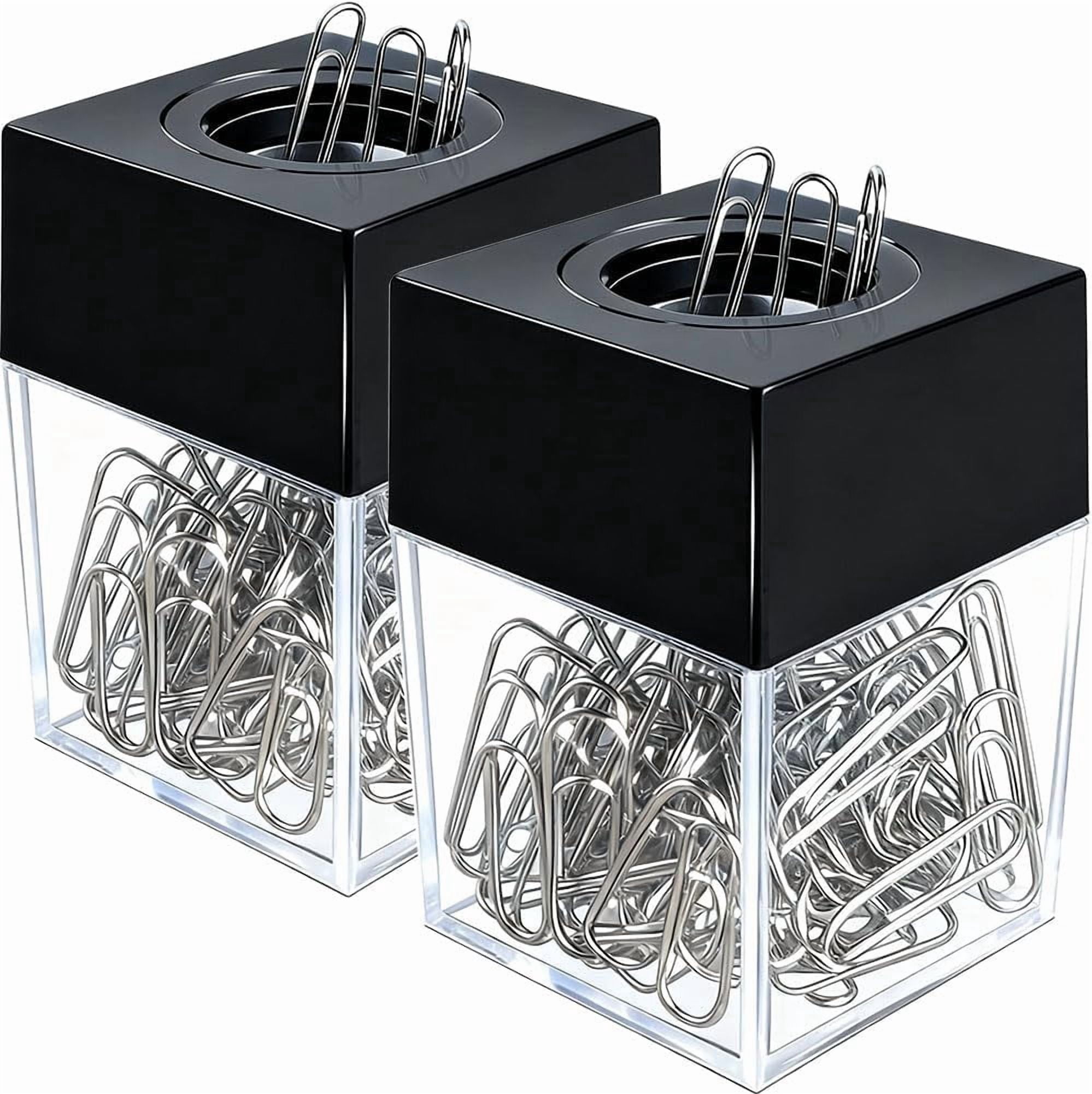 2 magnetic paper clip dispenser boxes with 100 metal clips each ...