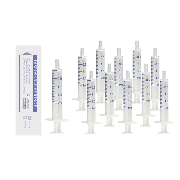 2 ml Sterile Syringe Without Rubber Plunger, 50 PCS of Individually Sealed Liquid Measuring Syringe, 2 cc Luer Slip Syringe Without Needle for Scientific Labs, Measuring,Home Use