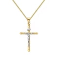 thumbnail image 1 of 2 mm 14k Two-tone Solid Gold Crucifix Religious Pendant with Flat Wheat Chain, 1 of 1