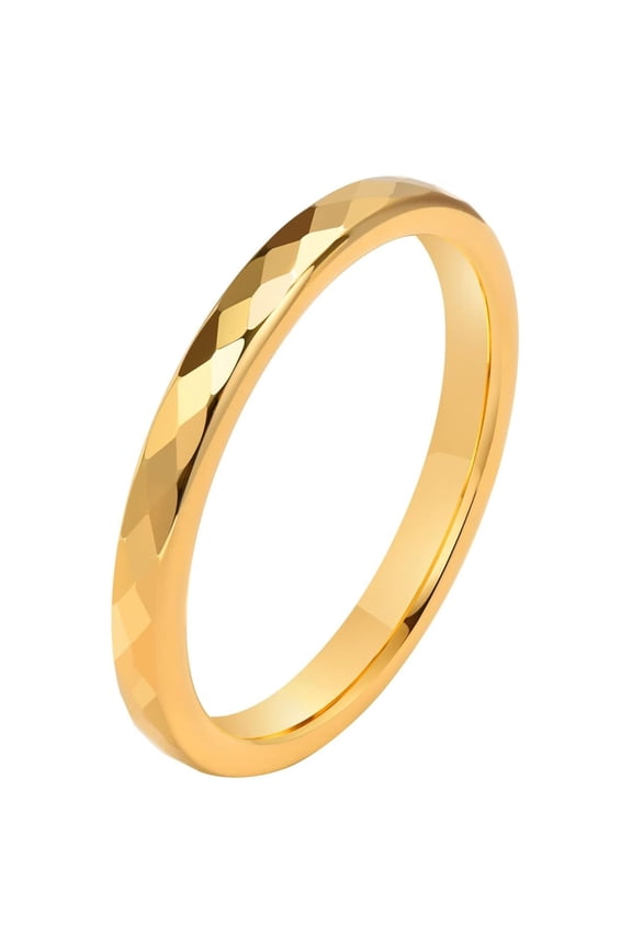 2 mm Tungsten carbide Ring for Women Anti Scratch Band Rhombus Geometric Cut Surface Wedding Ring Classic Jewelry Golden