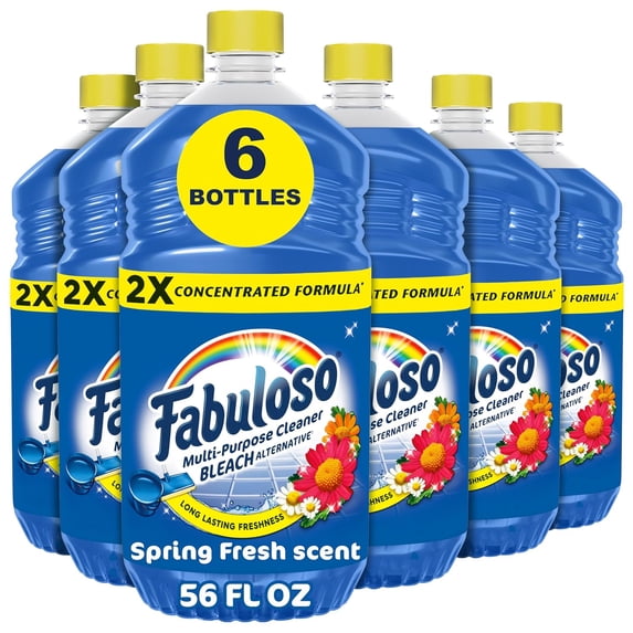 2 multi-purpose cleaners bleach alternative, no-rinse floor cleaner, long-lasting freshness, spring fresh scent, 56 liquid ounces