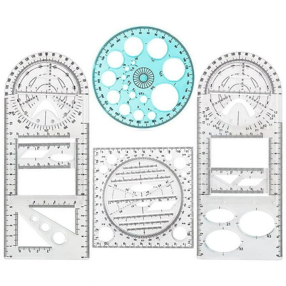 2 * multifunctional geometric ruler 1 * circle template 1 * Protractor-Transparent