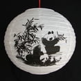 thumbnail image 1 of 2 of Chinese White Paper Lanterns with Pictures of Bamboo and Panda, 1 of 1