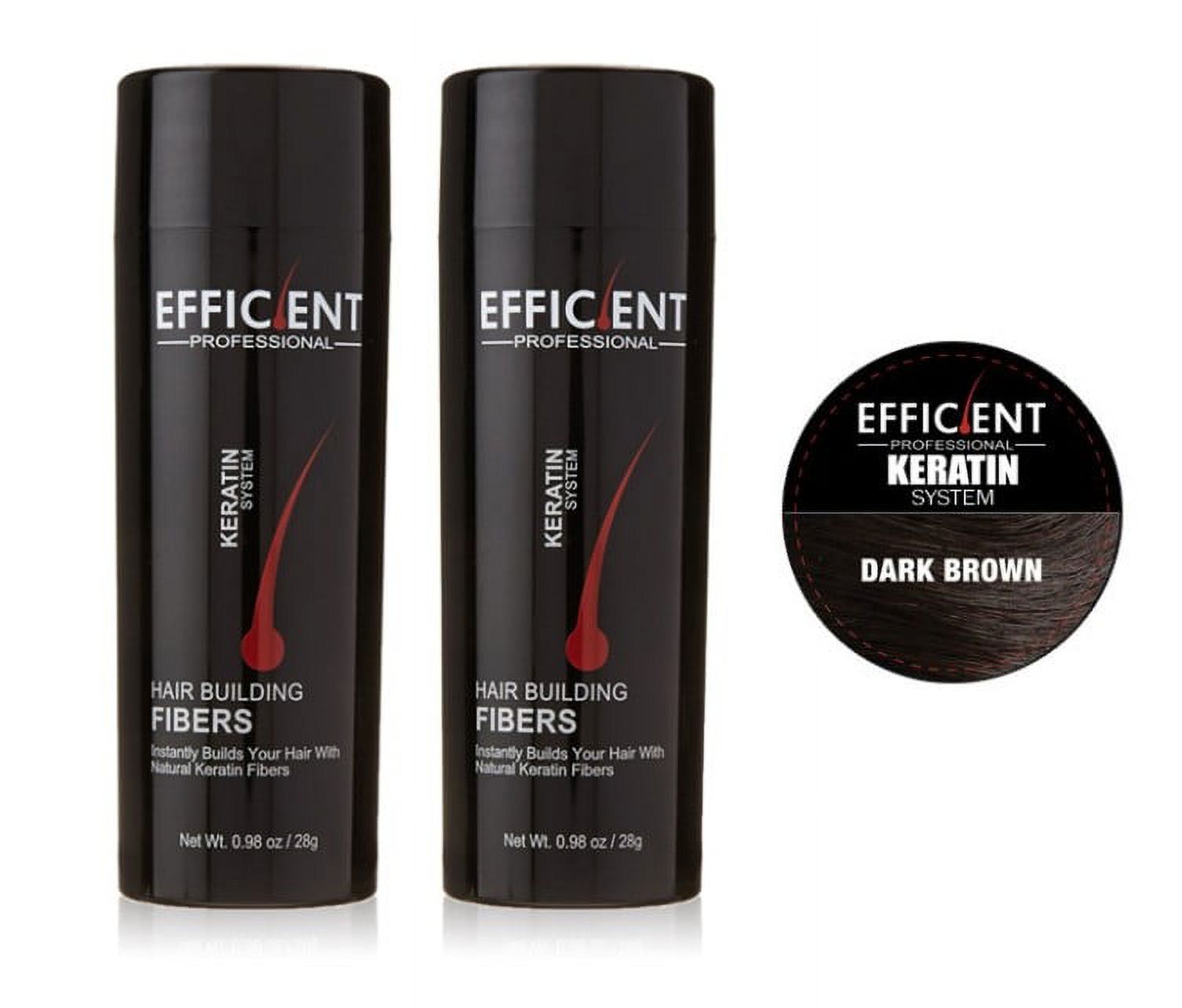 2 of EFFICIENT Keratin Hair Building Fibers, Hair Loss Concealer Net Wt. 28gm / 0.98 oz (Dark Brown) - image 1 of 2