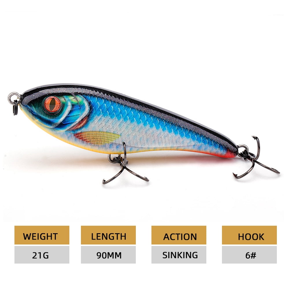 ELBFANG Jerkbait Lot de 5 appâts pour brochet (90 mm/21 g