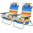 thumbnail image 1 of 2 or 4-Pack Folding Beach Chair 5-Position Outdoor Reclining Chairs 2 PCS Yellow, 1 of 5