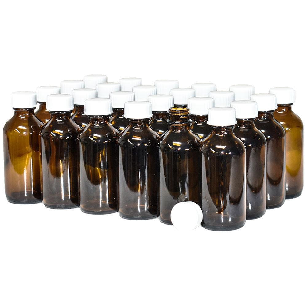 JUVITUS 2 Oz Clear Glass Boston Round Bottles With White Droppers (24 Pack) + Funnel - View #3
