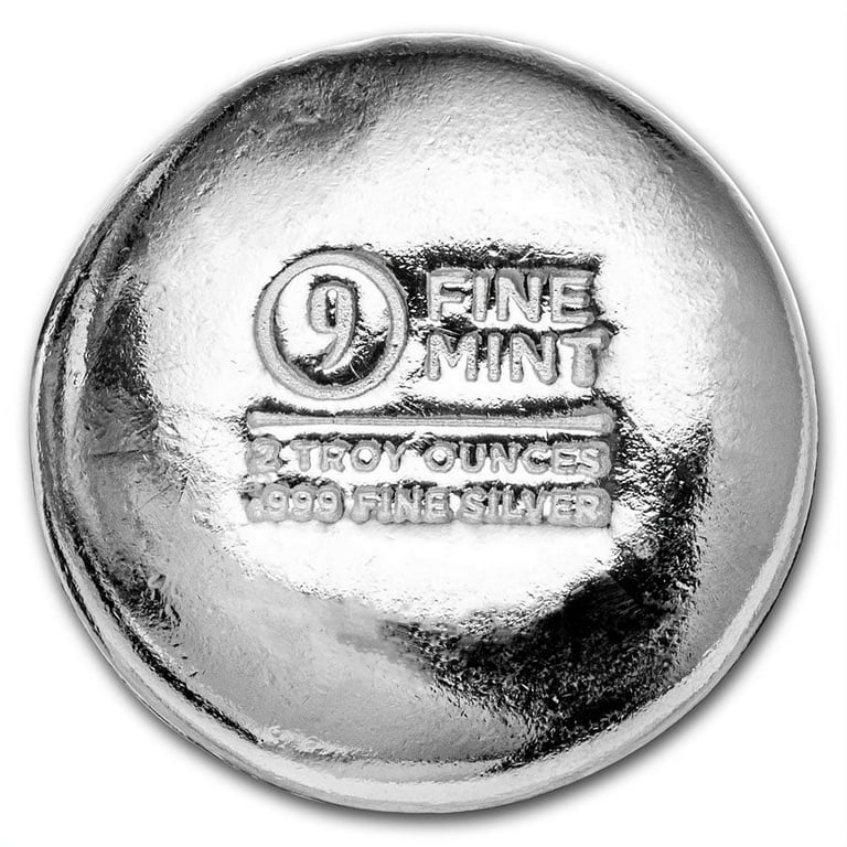 9Fine Mint Precious Metals - 2 oz Cast-Poured Silver Round