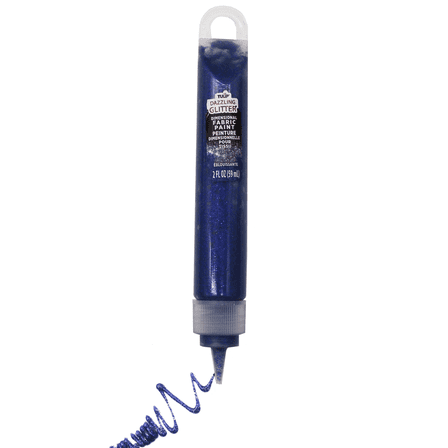 2 oz Fabric Glitter Paint Pen, Durable Acrylic Polymer Textile Paint for Fabric Art, Perfect for Customizing Pillows, Clothes, Glitter Finish, Long Lasting Color, Wash, Sun Resistant, Blue Sapphire