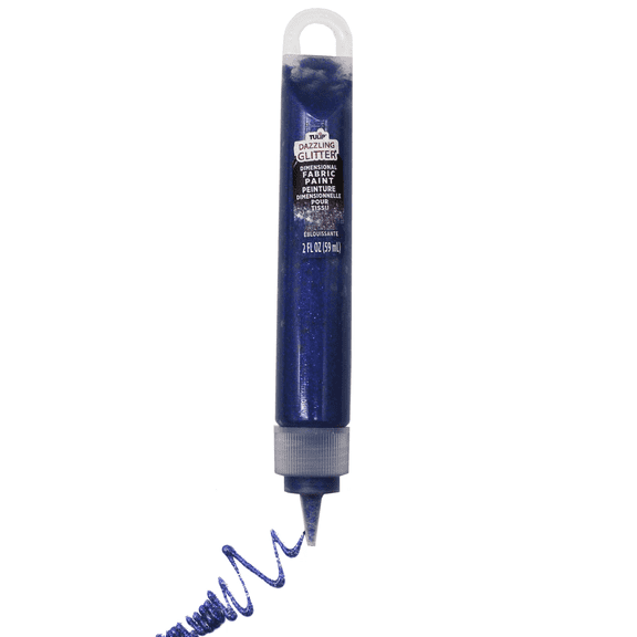 2 oz Fabric Glitter Paint Pen, Durable Acrylic Polymer Textile Paint for Fabric Art, Perfect for Customizing Pillows, Clothes, Glitter Finish, Long Lasting Color, Wash, Sun Resistant, Blue Sapphire