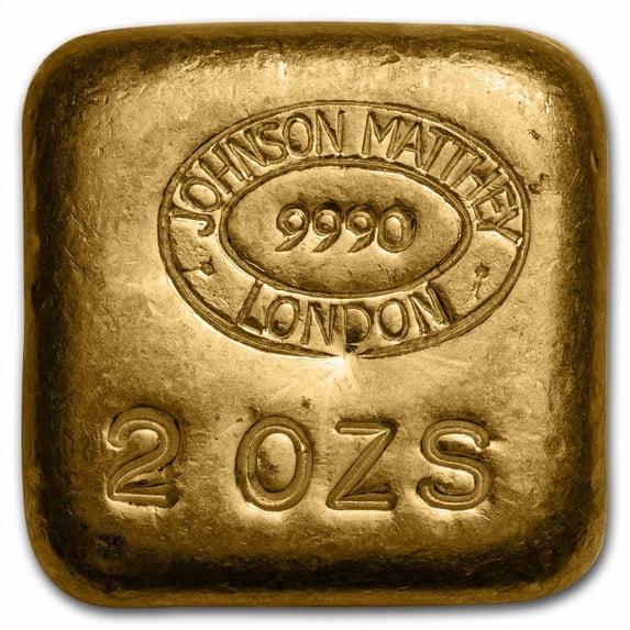 2 oz Gold Square - Johnson Matthey (London, Poured)