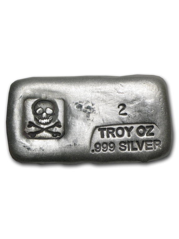 2 oz Hand Poured Silver Bar - PG & G (Skull & Bones)