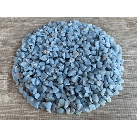 2 oz Lot Natural Angelite Semi Tumbled Gemstone Chips, Crushed Mini Crystals, Undrilled Crystal Chips (Angelite)