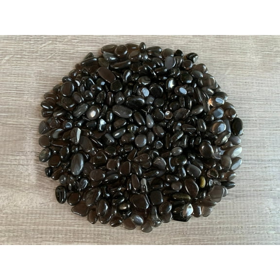 2 oz Lot Natural Black Obsidian Semi Tumbled Gemstone Chips, Crushed Mini Crystals, Undrilled Crystal Chips (Black Obsidian)