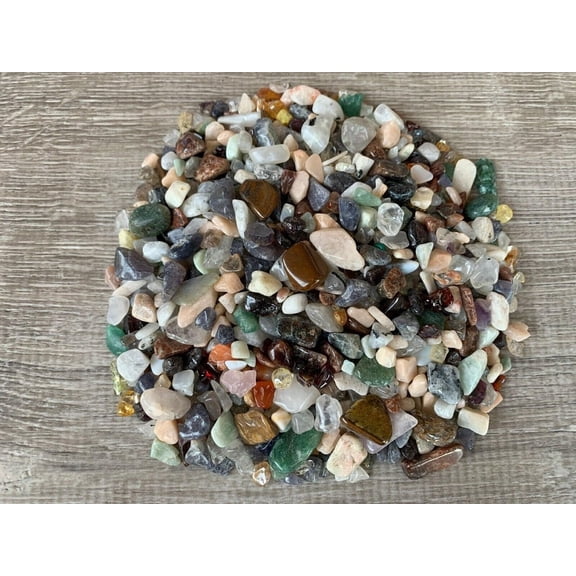 2 oz Lot Natural Mixed Semi Tumbled Gemstone Chips, Crushed Mini Crystals, Undrilled Crystal Chips (Assorted)