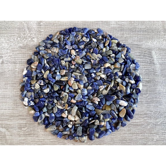 2 oz Lot Natural Semi Sodalite Tumbled Gemstone Chips, Crushed Mini Crystals, Undrilled Crystal Chips (Sodalite)