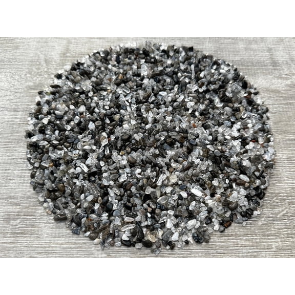 2 oz Lot Natural Semi Tumbled Black Tourmaline with Quartz Gemstone Chips, Crushed Tourmaline Quartz Mini Crystals, Undrilled Crystal Chips (Black Tourmaline with Quartz)