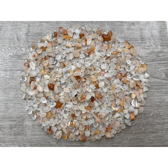 2 oz Lot Natural Semi Tumbled Gemstone Chips, Crushed Mini Crystals, Undrilled Crystal Chips (Golden Healer Quartz)