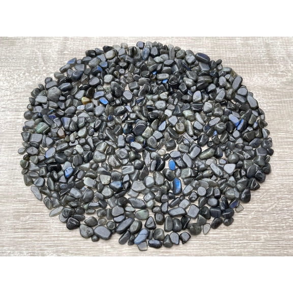 2 oz Lot Natural Semi Tumbled Gemstone Chips, Crushed Mini Crystals, Undrilled Crystal Chips (Labradorite Black)