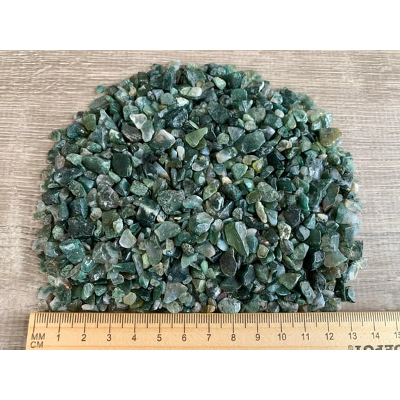 2 oz Lot Natural Semi Tumbled Gemstone Chips, Crushed Mini Crystals, Undrilled Crystal Chips (Moss Agate)