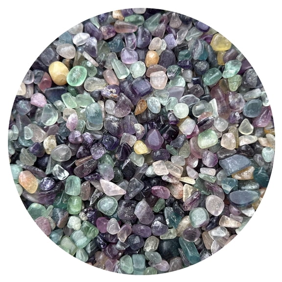 2 oz Lot Natural Semi Tumbled Gemstone Chips, Crushed Mini Crystals, Undrilled Crystal Chips (Rainbow Fluorite)