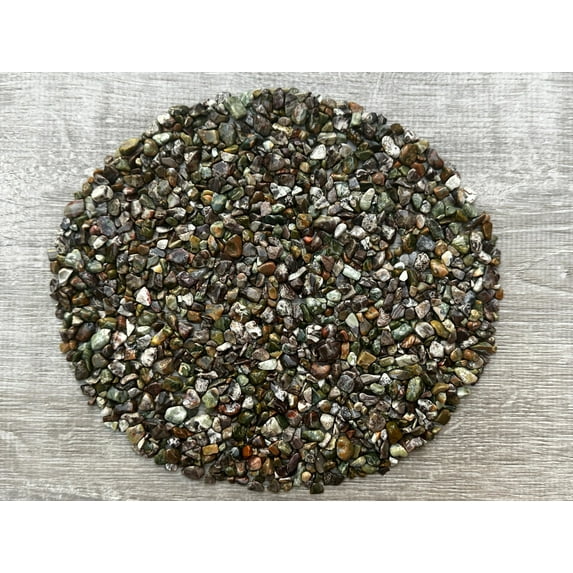 2 oz Lot Natural Semi Tumbled Rhyolite Gemstone Chips, Crushed Mini Rhyolite Crystals, Undrilled Crystal Chips (Rhyolite)