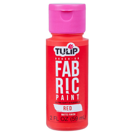 2 oz Matte Brush On Fabric Paint, Vibrant, Smooth Finish Textile Paint for Clothes, Accessories, Décor, Flexible, Soft Feel After Wash, Easy Application for DIY, Crafts, Beginners, Artists, Red