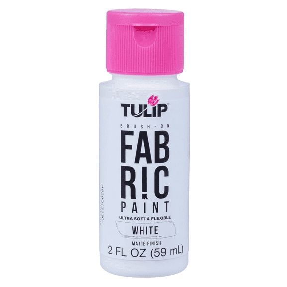 2 oz Matte Brush On Fabric Paint, Vibrant, Soft, Flexible Finish for Apparel, Accessories, Home Decor, Smooth Application, Wash Resistant, Perfect for Beginners, Experienced Crafters, White