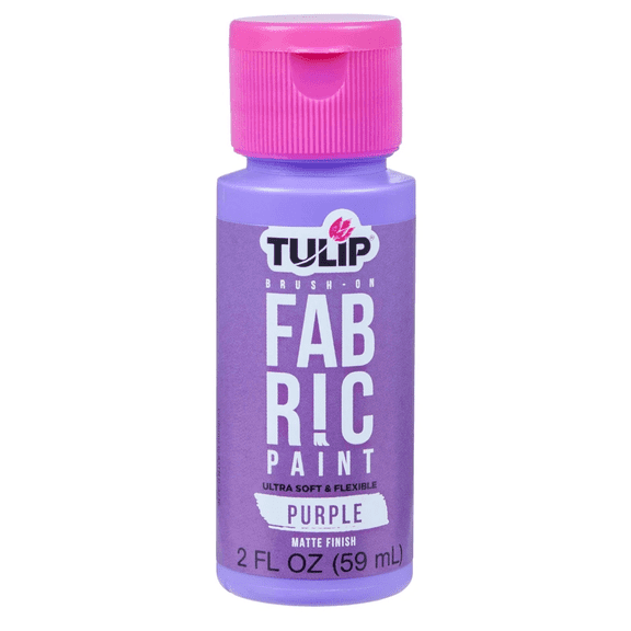 2 oz Matte Brush On Fabric Paint, Vibrant, Soft, Flexible Finish for Apparel, Accessories, Home Decor, Smooth Application, Wash Resistant, Perfect for Beginners, Experienced Crafters, Purple