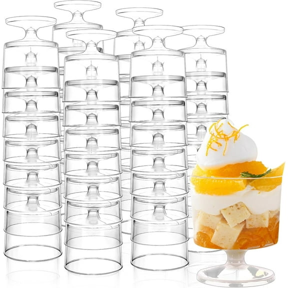 2 oz Mini Dessert Cups,80 Pack Clear Plastic Dessert Cups,Clear Plastic Wine Glasses,Small Parfait Cup,Mini Disposable Appetizer Cup for Party Wedding Birthday Tasting