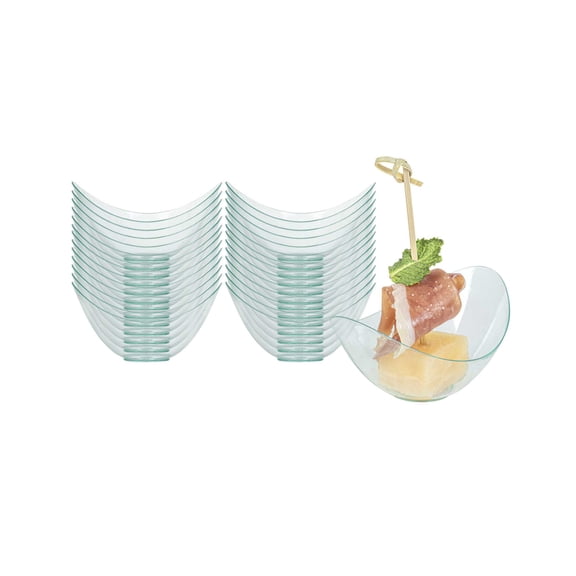 2 oz Oval Seagreen Plastic Alato Tasting Dish - 3 1/2" x 2 3/4" x 1 3/4" - 100 count box